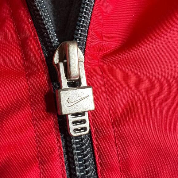 Vintage Nike Red Hooded Jacket Men’s XL Full Zip Windbreaker Fleece Lined 90s - Picture 5 of 11
